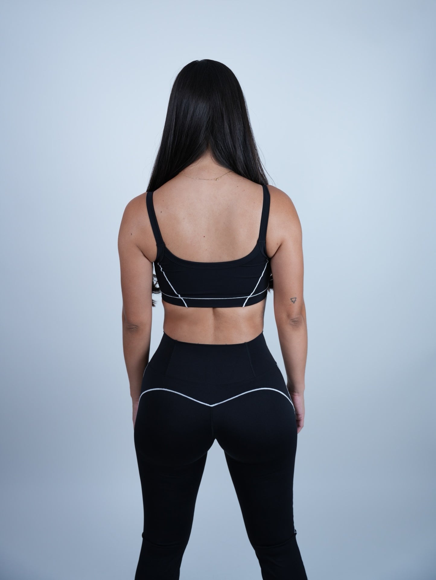 Two-Tone Sport Bra with Flare Pant Set