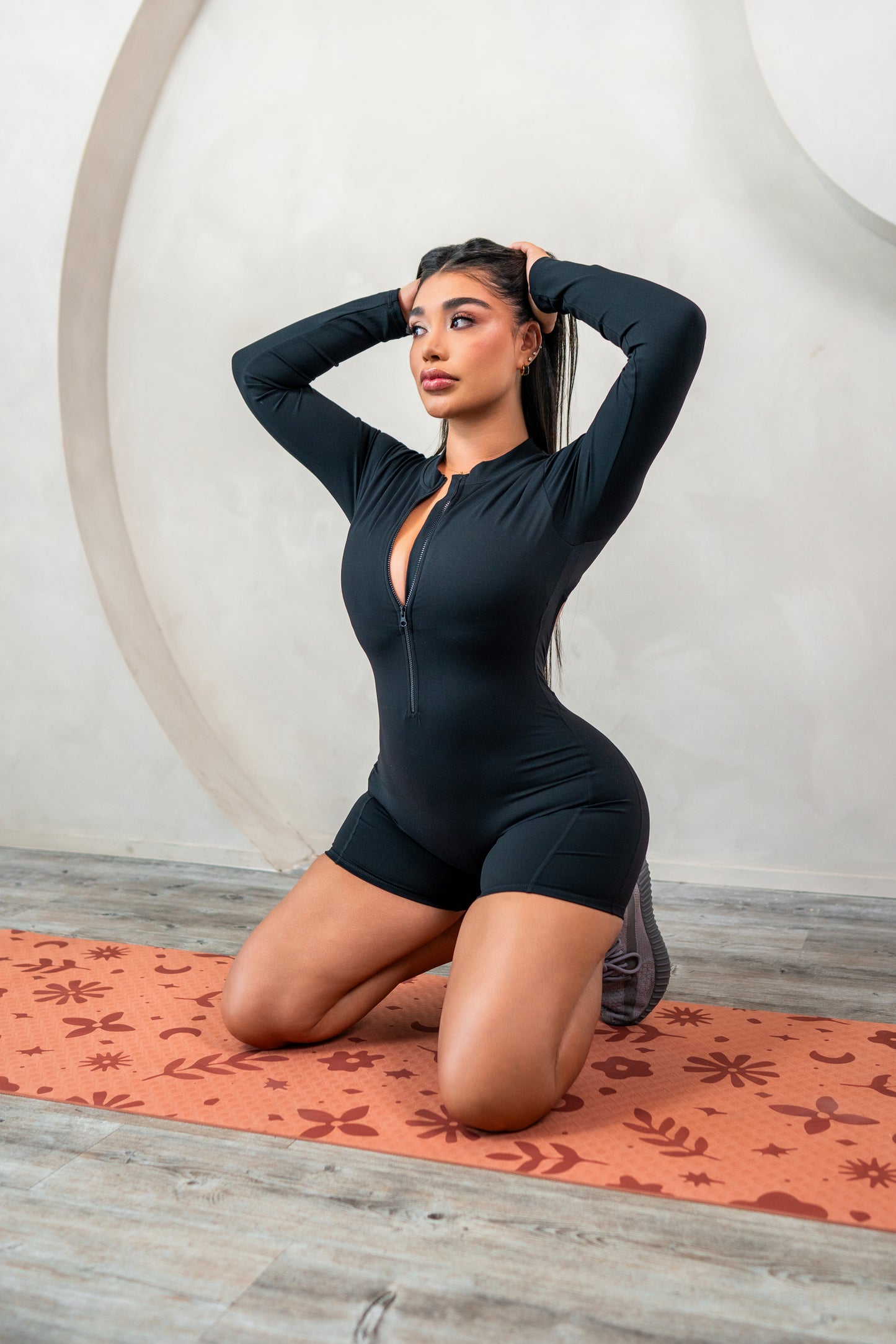 Long Sleeve Open Back Scrunch Butt Romper