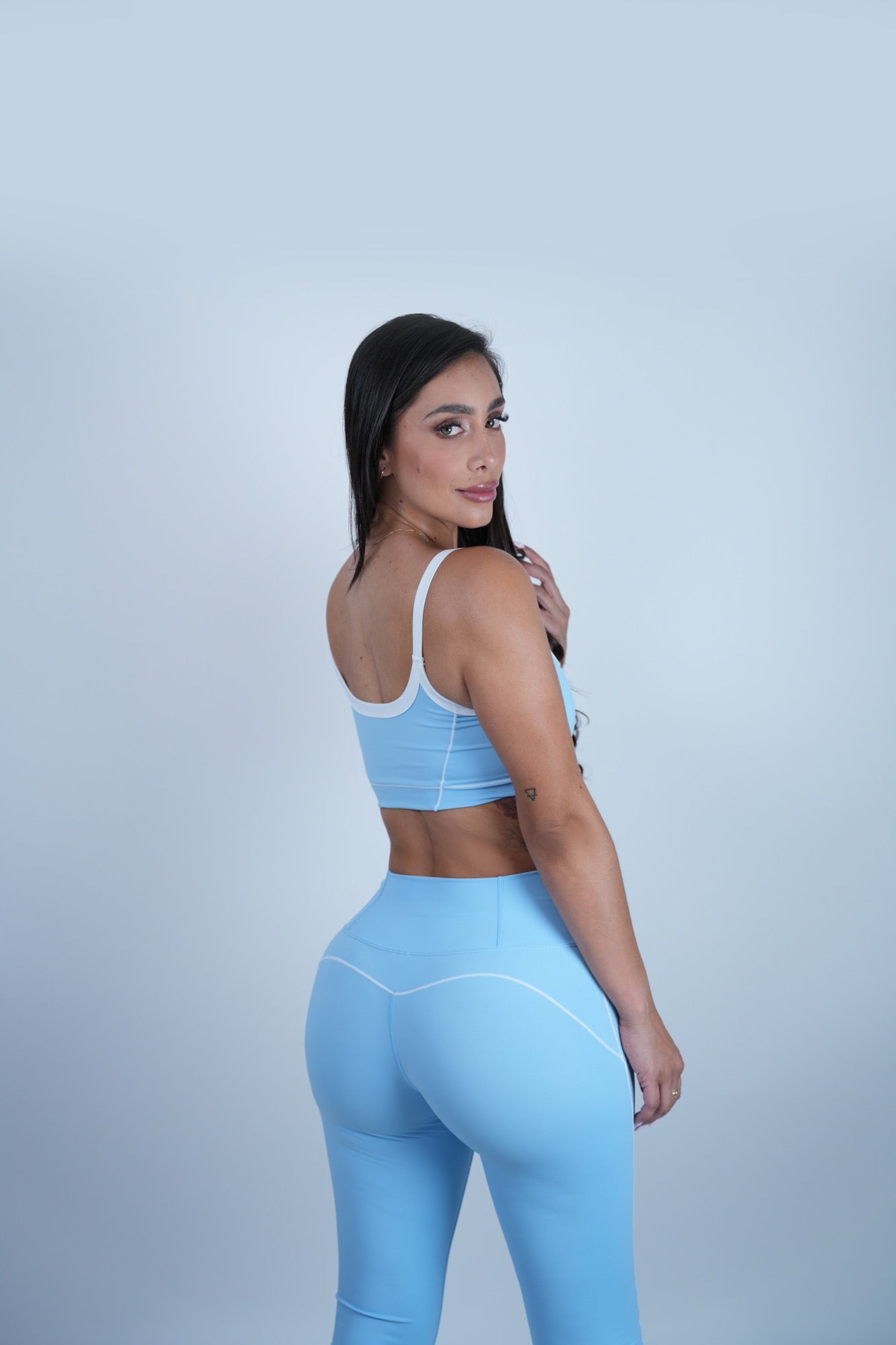 Two-Tone Sport Bra with Flare Pant Set